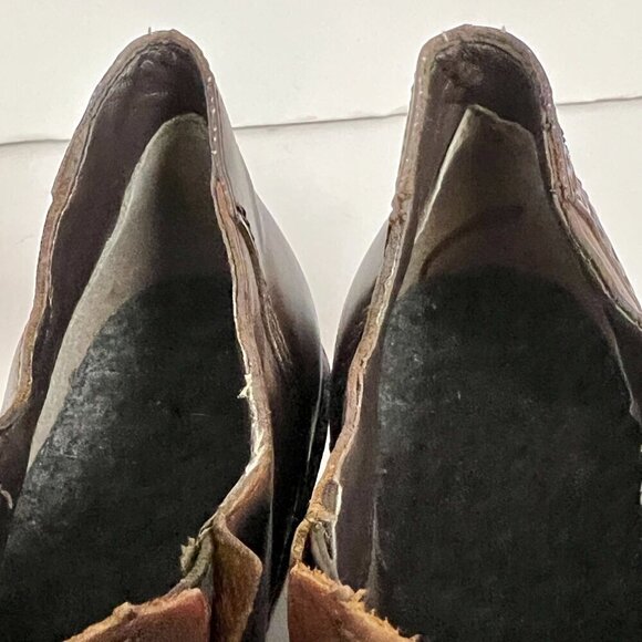 Reiker Louise 80 Leather Ruching Antique Heeled Oxford Shoe Brown Teak Sz 39 - Picture 13 of 16